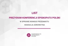 List Prezydium Konferencji Episkopatu Polski w sprawie nowego przedmiotu Edukacja zdrowotna