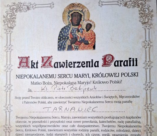 Akt Zawierzenia Parafii Niepokalanemu Sercu Maryi, Królowej Polski